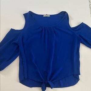 Papaya Royal Blue Cold Shoulder Blouse